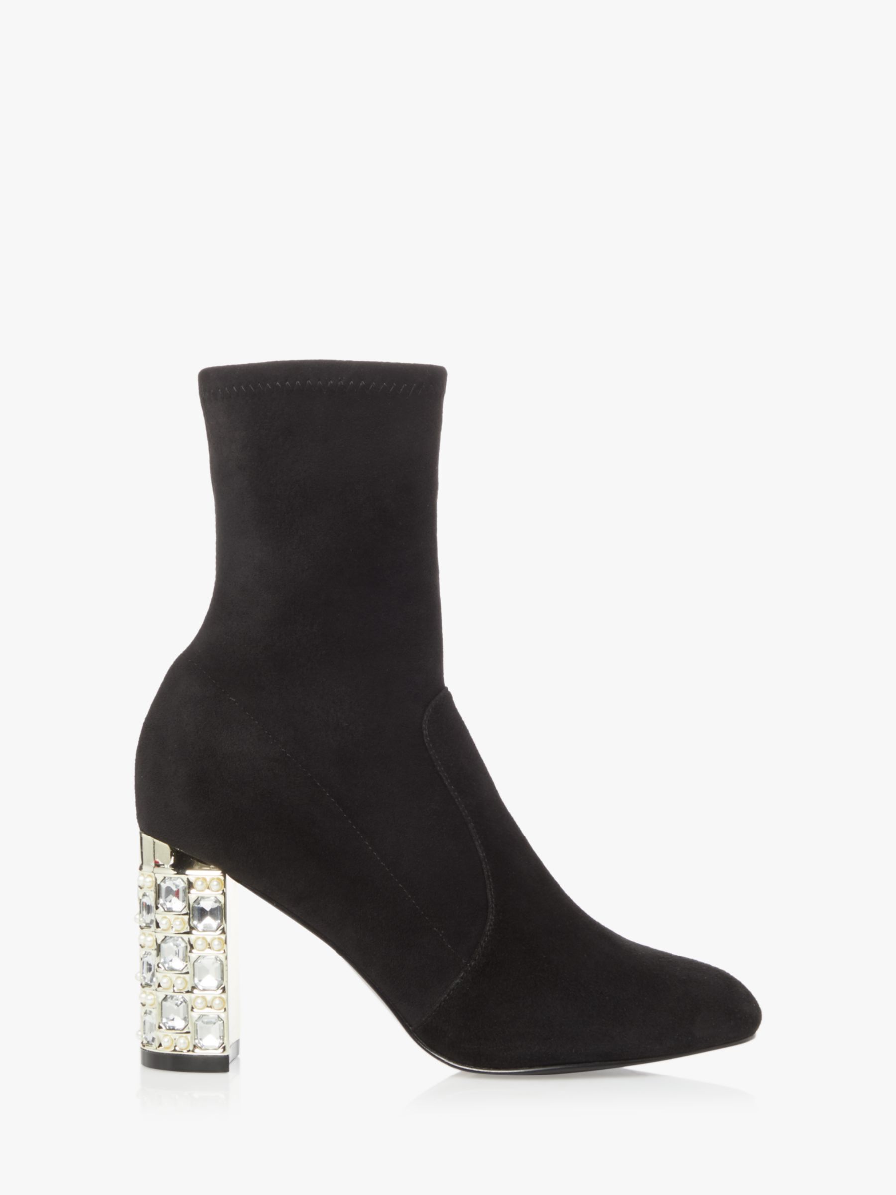 Dune Orella Suede Embellished Ankle Boots, Black at John Lewis & Partners