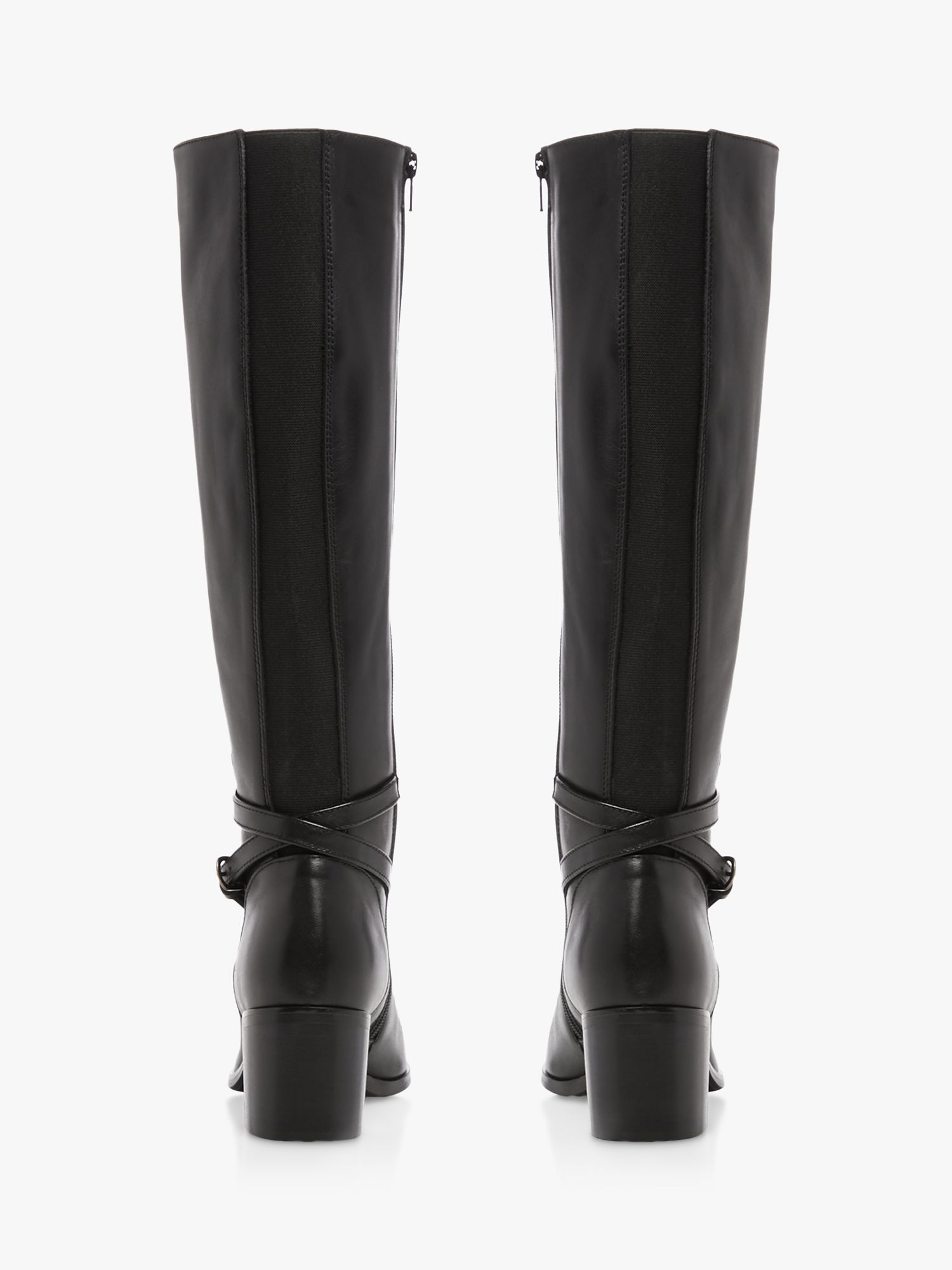 Dune Taxi Leather Buckle Strap Knee High Zip Up Boots, Black at John ...