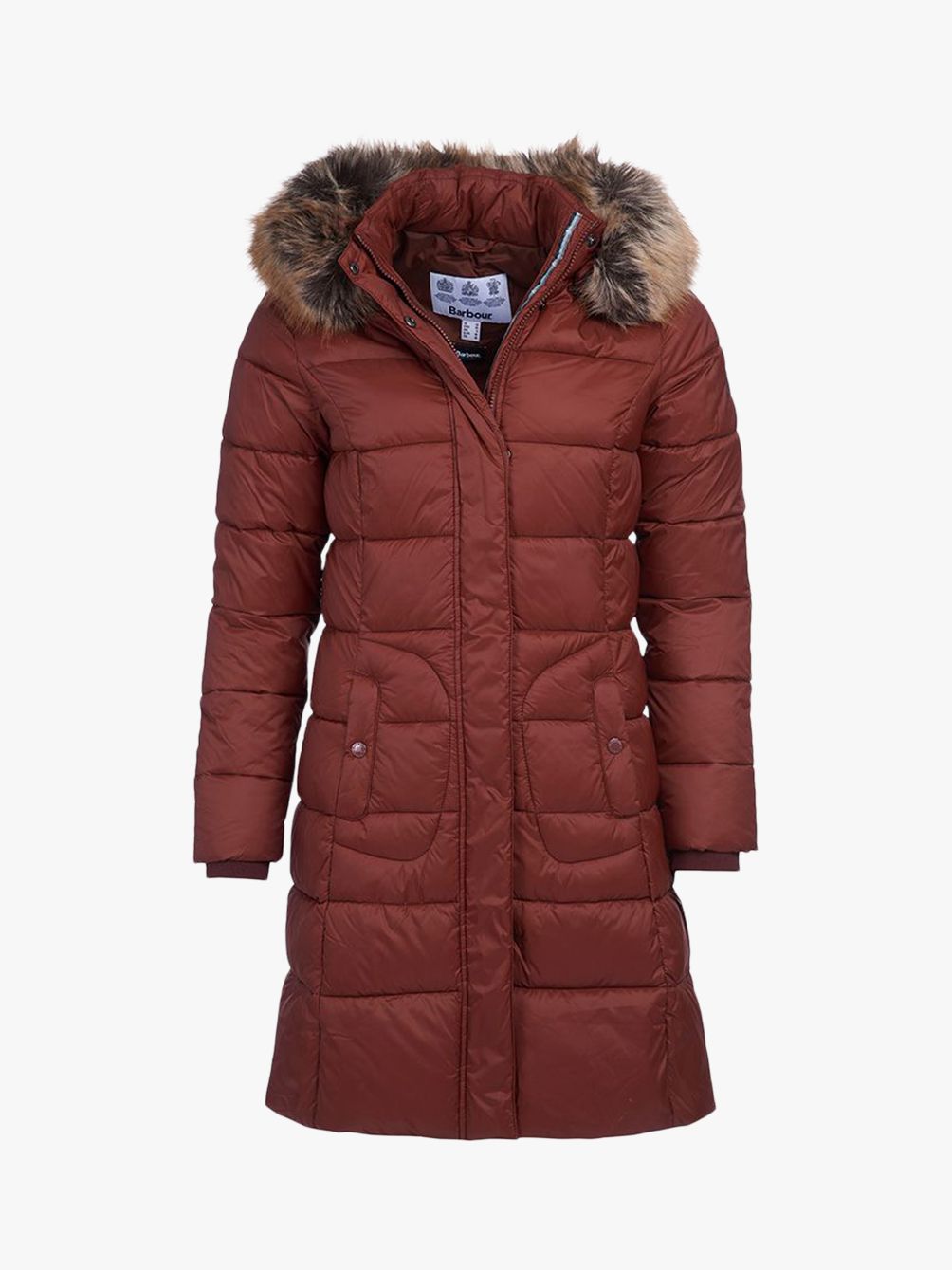 Barbour Bridled Quilted Longline Coat, Brown at John Lewis & Partners