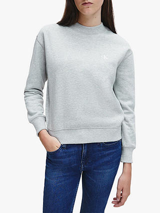 Calvin Klein Jenas Embroidered Logo Sweatshirt, Light Grey Heather