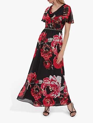 Gina Bacconi Mallie Floral Maxi Dress, Black