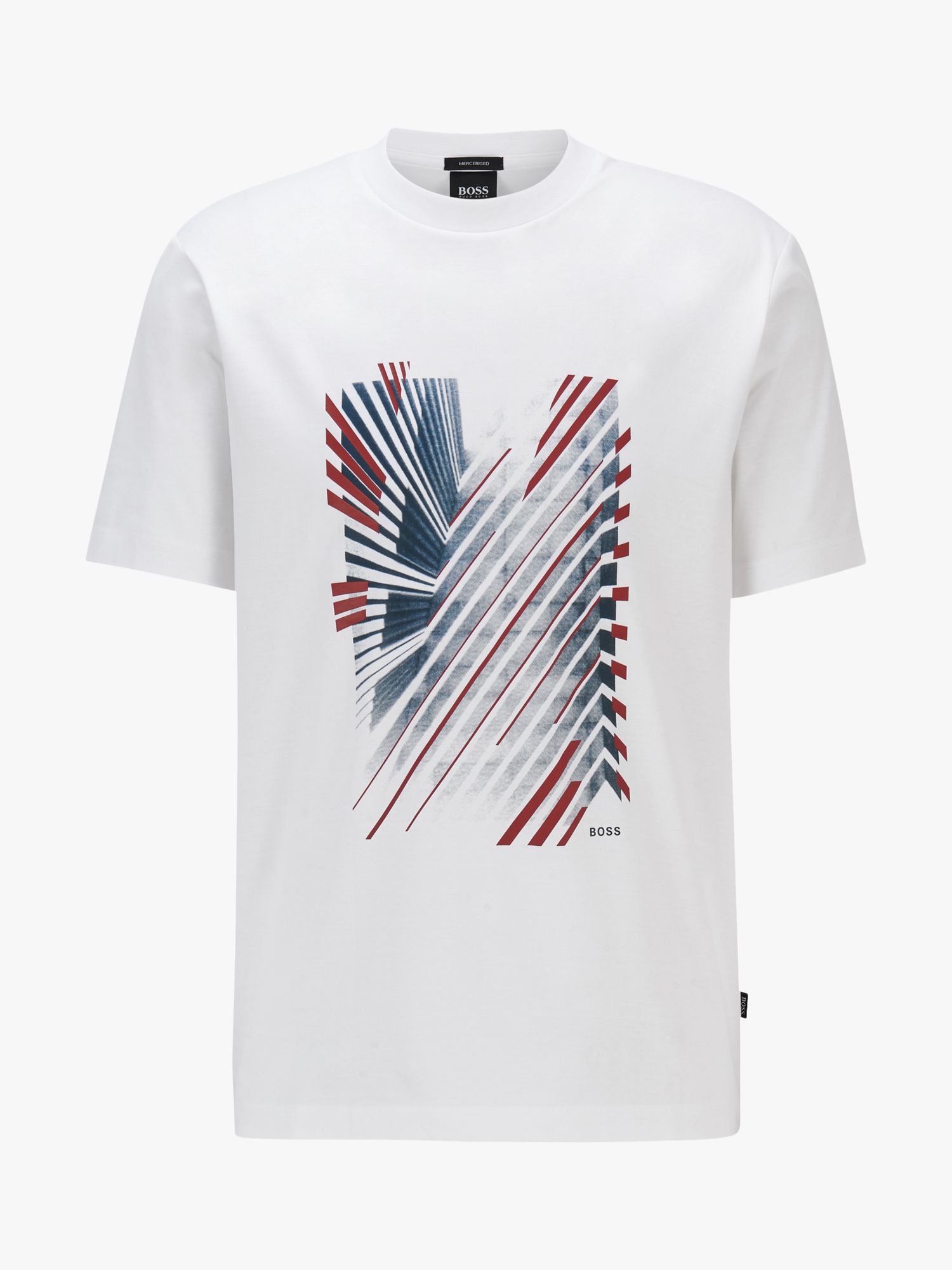 BOSS Tiburt Abstract Print T-Shirt, Open White at John Lewis & Partners