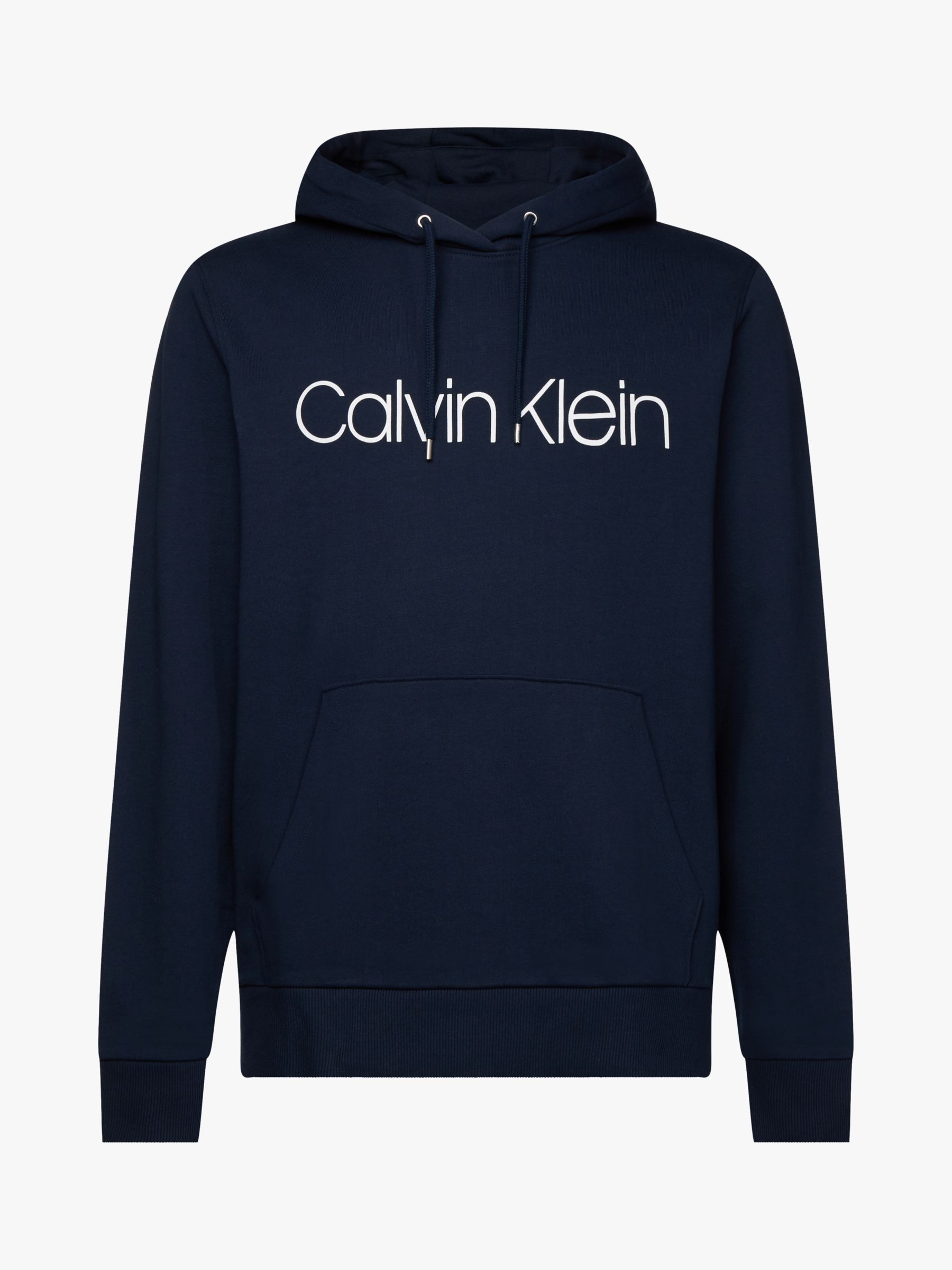 Calvin Klein Organic Cotton Logo Hoodie, Navy at John Lewis & Partners