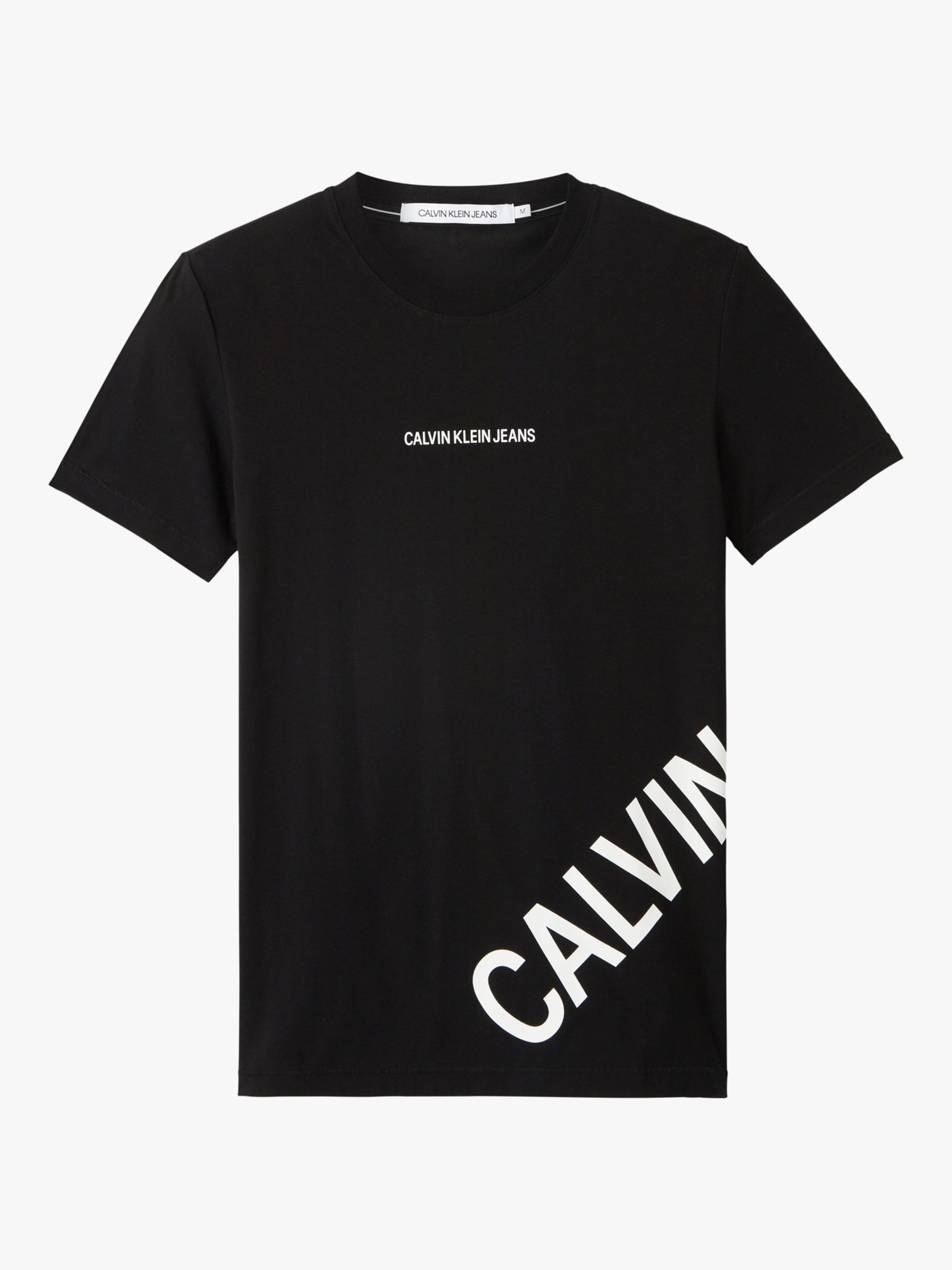 Calvin Klein Jeans CK Logo Stretch T-Shirt, CK Black at John Lewis ...