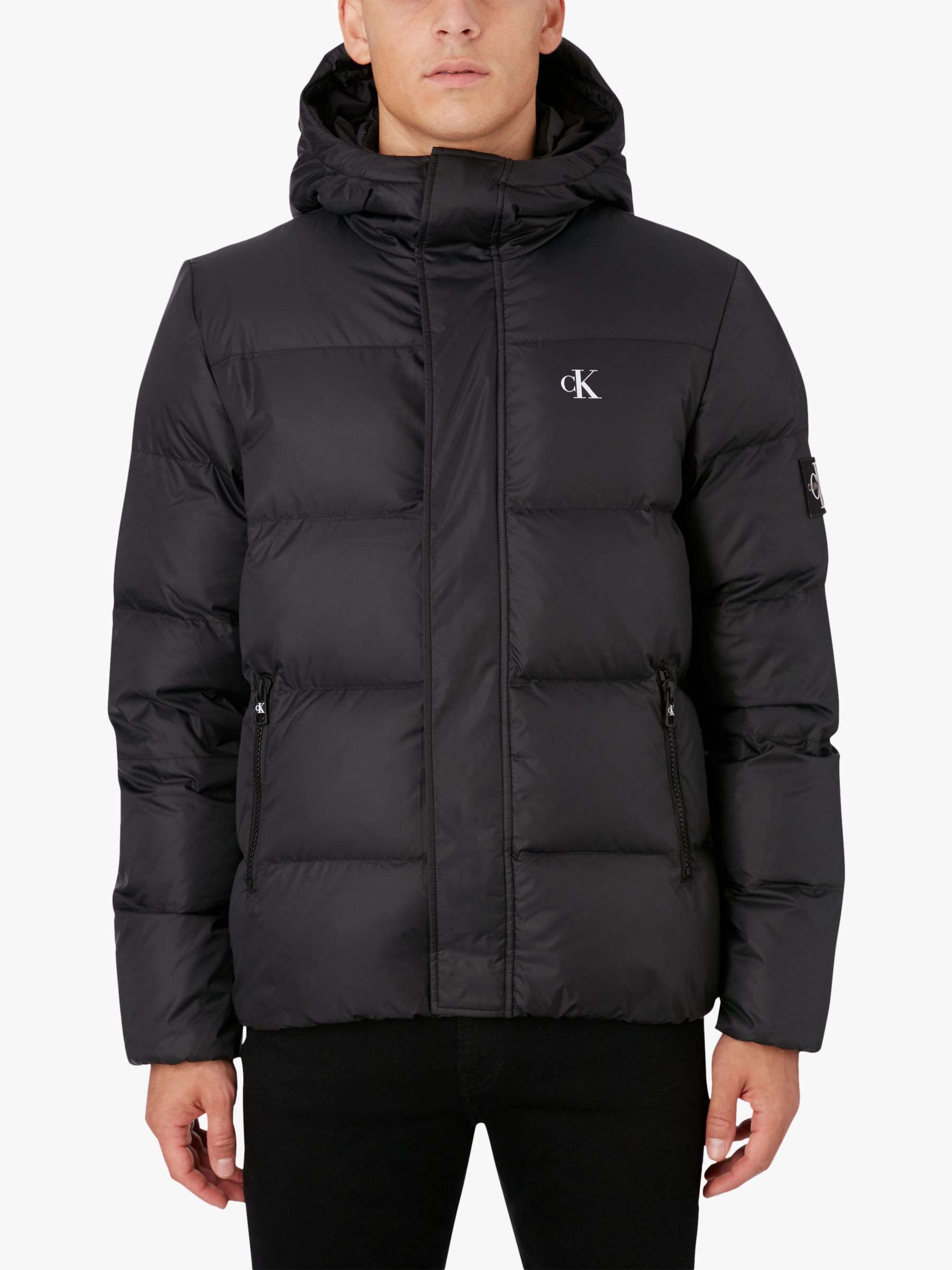 Calvin Klein Jeans LOGO HOOD PADDED COAT - Winter jacket - black
