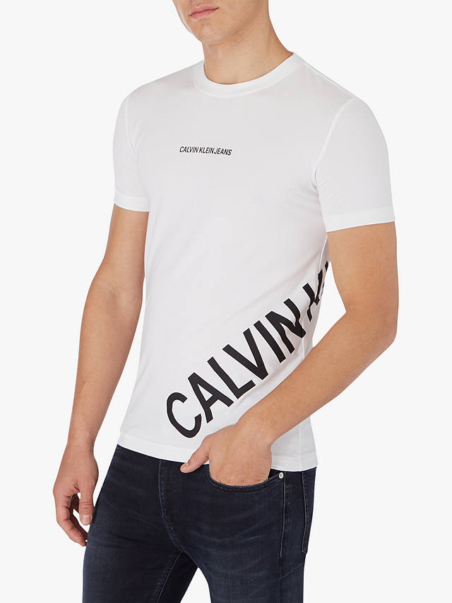 Calvin Klein Jeans CK Logo Stretch T-Shirt, Bright White at John Lewis ...
