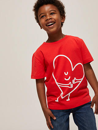 Give a Little Love Children's Hugging Heart Print Cotton T-Shirt, Red