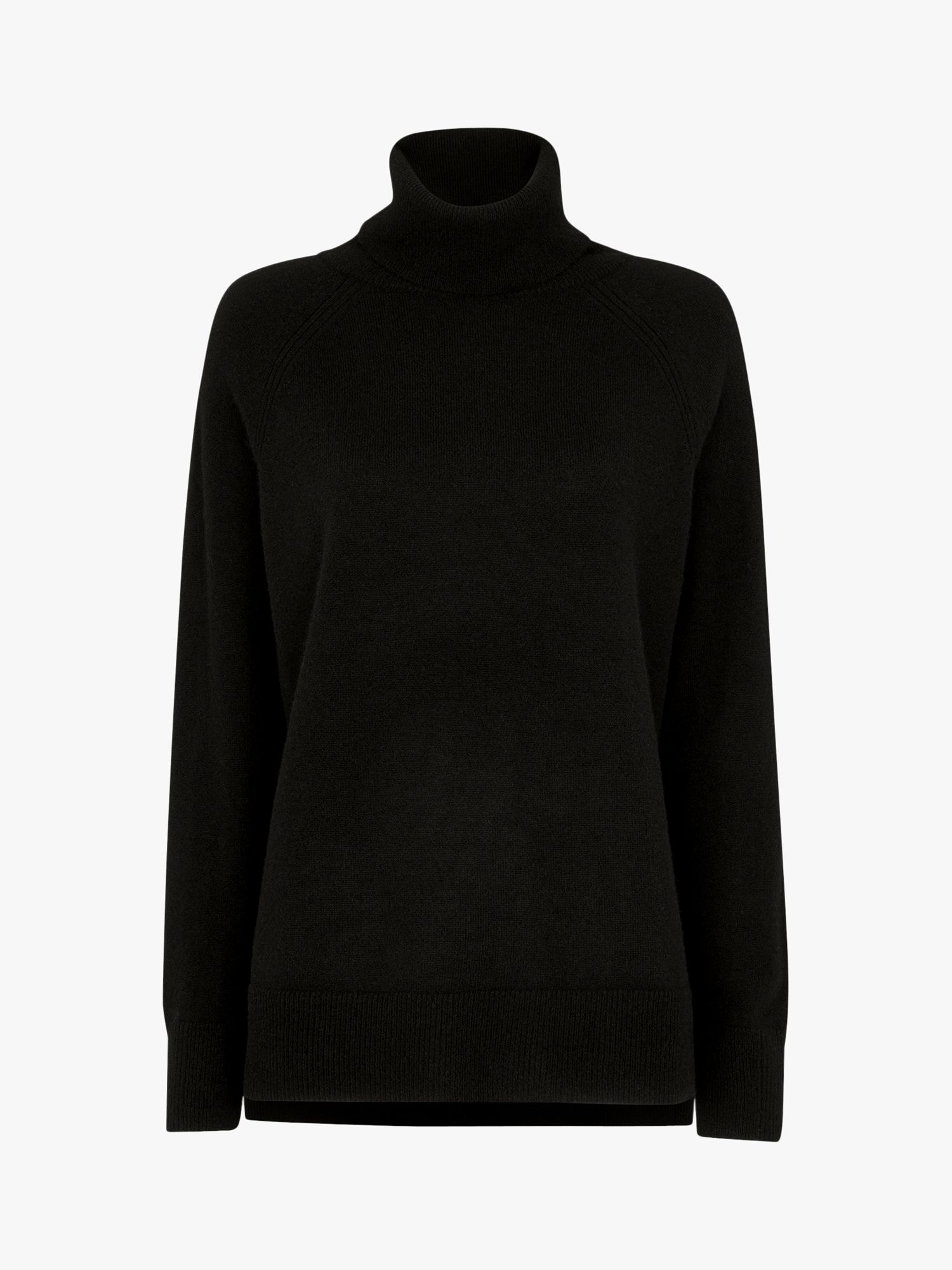 Whistles Cashmere Roll Neck Jumper, Deep Black at John Lewis & Partners