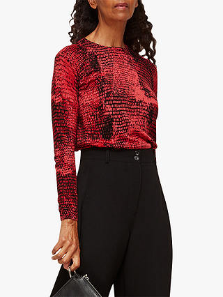 Whistles Snake Long Sleeve Top, Red