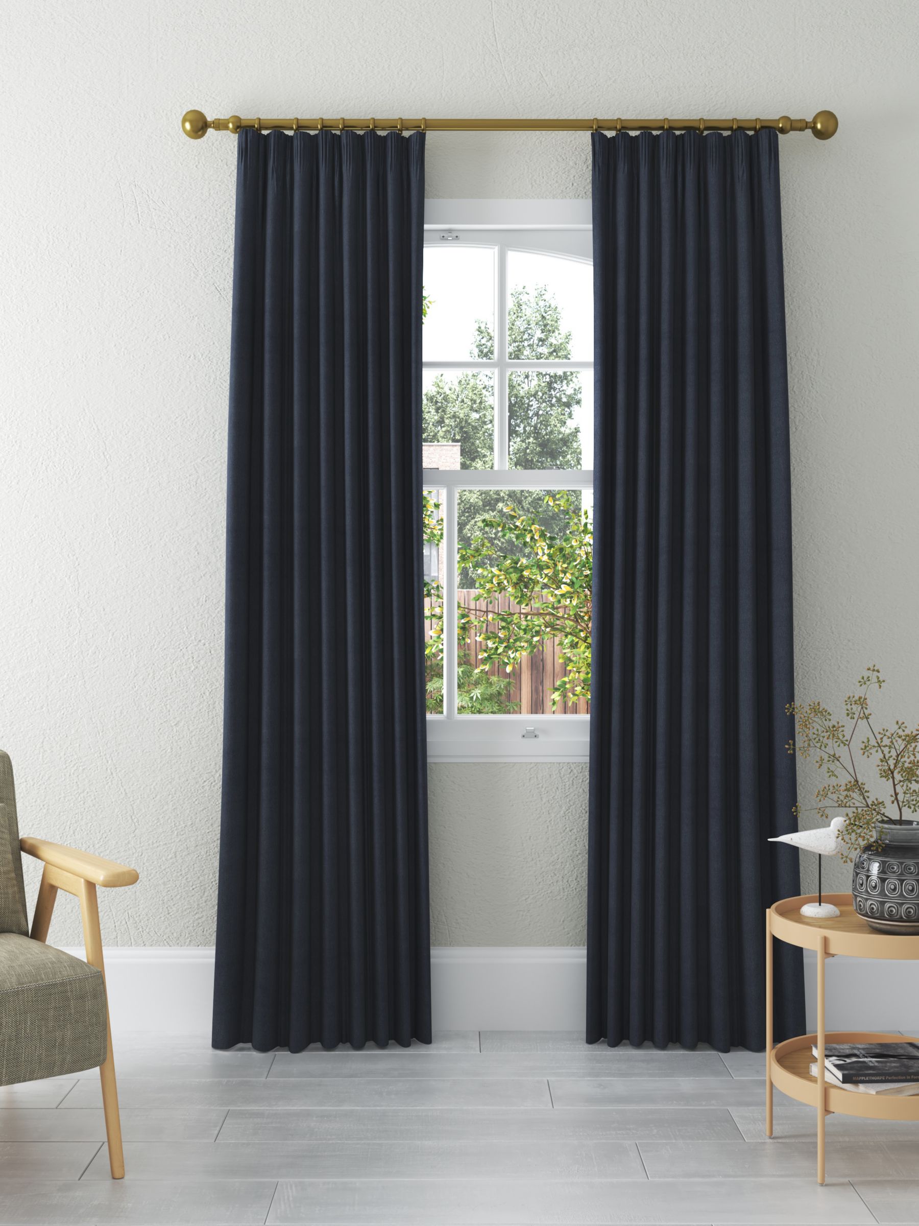 John Lewis ANYDAY Arlo Pair Lined Pencil Pleat Curtains, Navy, W167 x ...