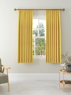 John Lewis ANYDAY Arlo Pair Lined Pencil Pleat Curtains, Citrine, W117 x Drop 137cm