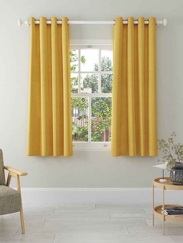 John Lewis ANYDAY Arlo Pair Lined Eyelet Curtains, Citrine, W167 x Drop 182cm