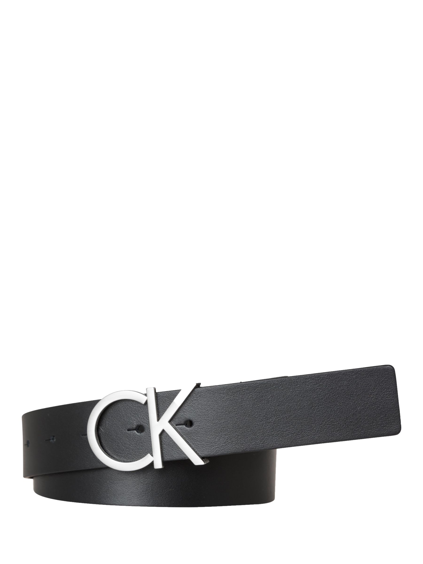 Calvin Klein Adjustable Leather Belt, Black at John Lewis & Partners