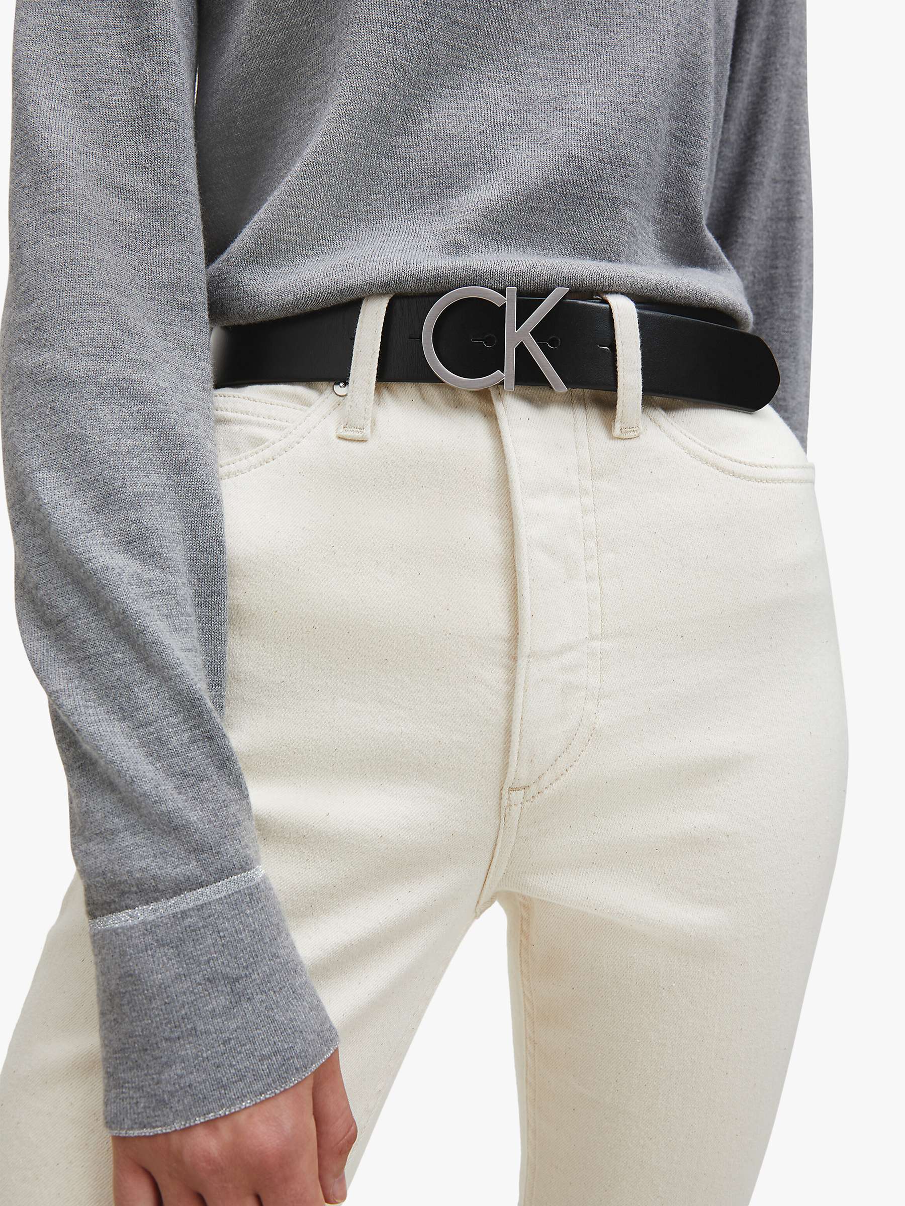 Buy Calvin Klein Adjustable Leather Belt, Black Online at johnlewis.com
