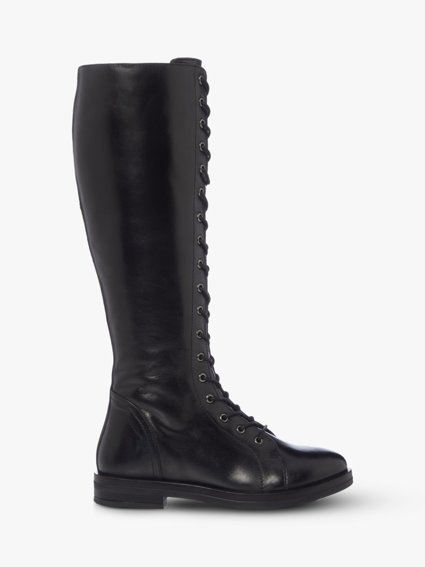 Bertie Thimble Leather Lace Up Knee High Boots, Black at John Lewis ...