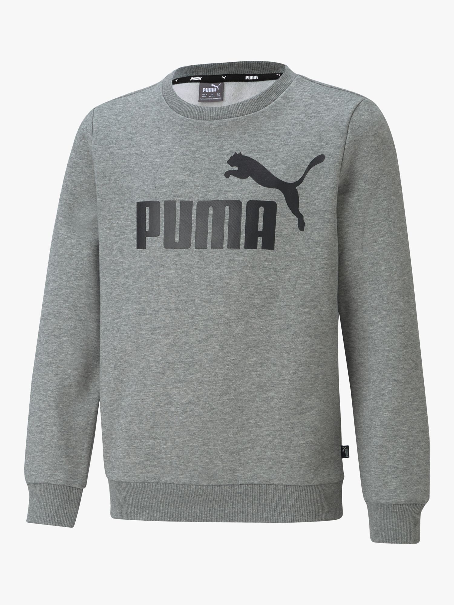 PUMA Kids' Essential Logo Crew Neck Sweatshirt, Light Grey