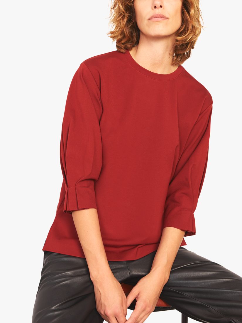 Jigsaw Pleated Sweatshirt, Lava Red