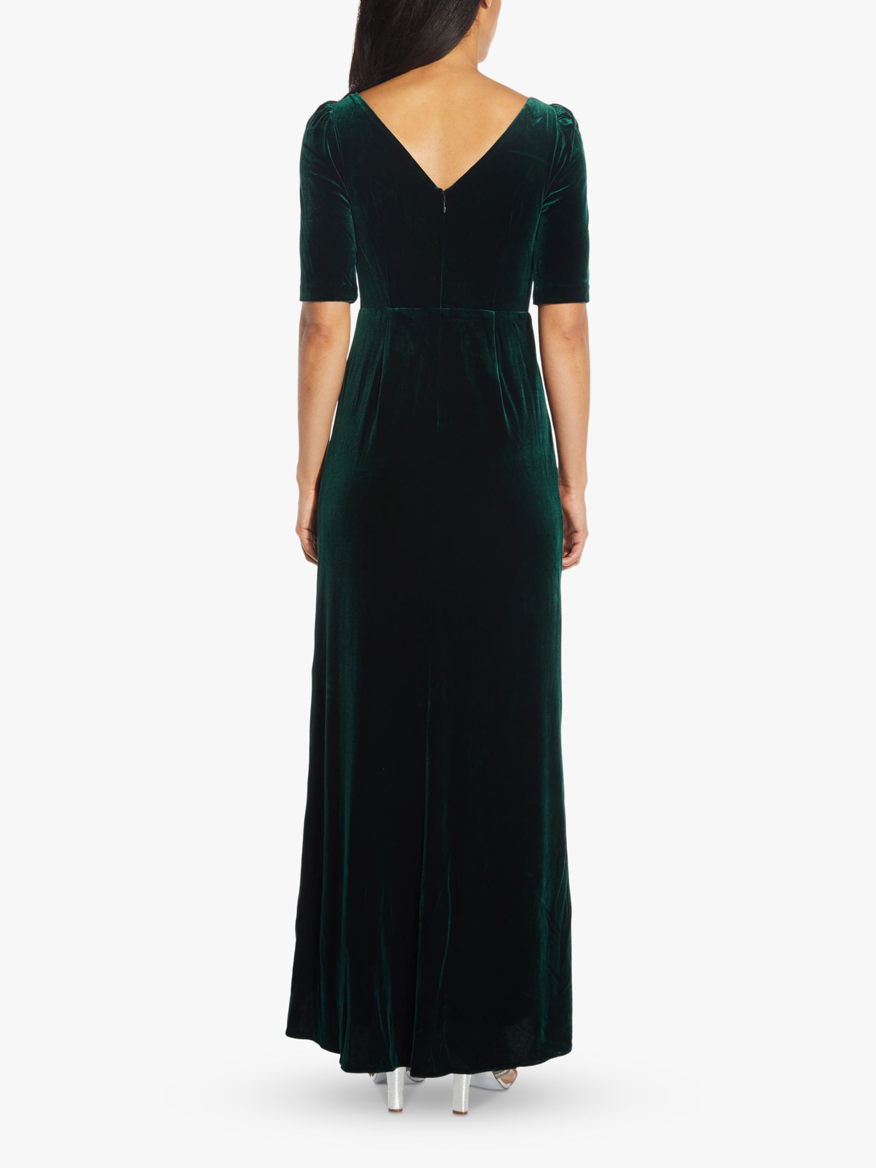 Adrianna Papell Gathered Velvet Dress, Emerald