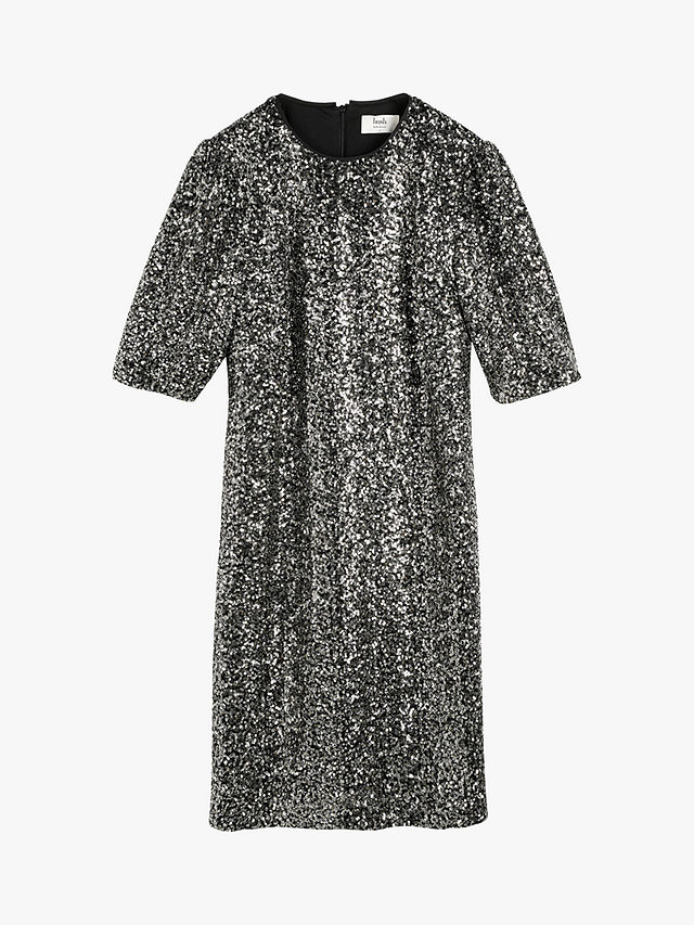 HUSH Mirabelle Sequin Embellished Shift Dress, Black/Silver, 6