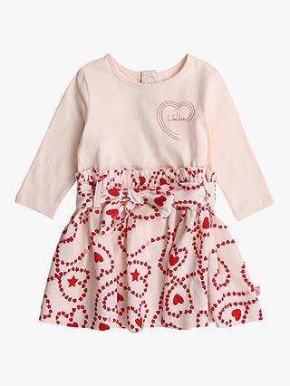 Billieblush Baby Dual Fabric Heart Patterned Dress, Pale Pink