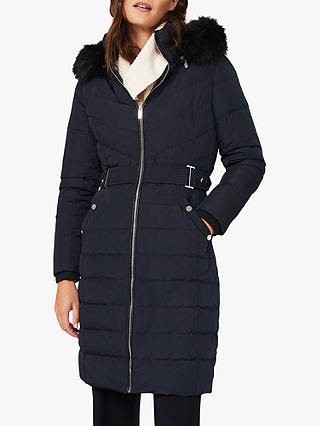 Phase Eight Elouise Faux Fur Hood Puffer Coat, Navy