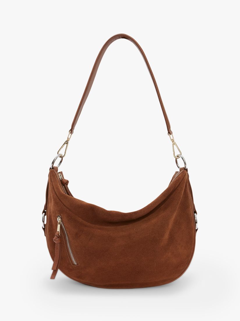 Mint Velvet Harriet Suede Shoulder Bag, Brown at John Lewis & Partners