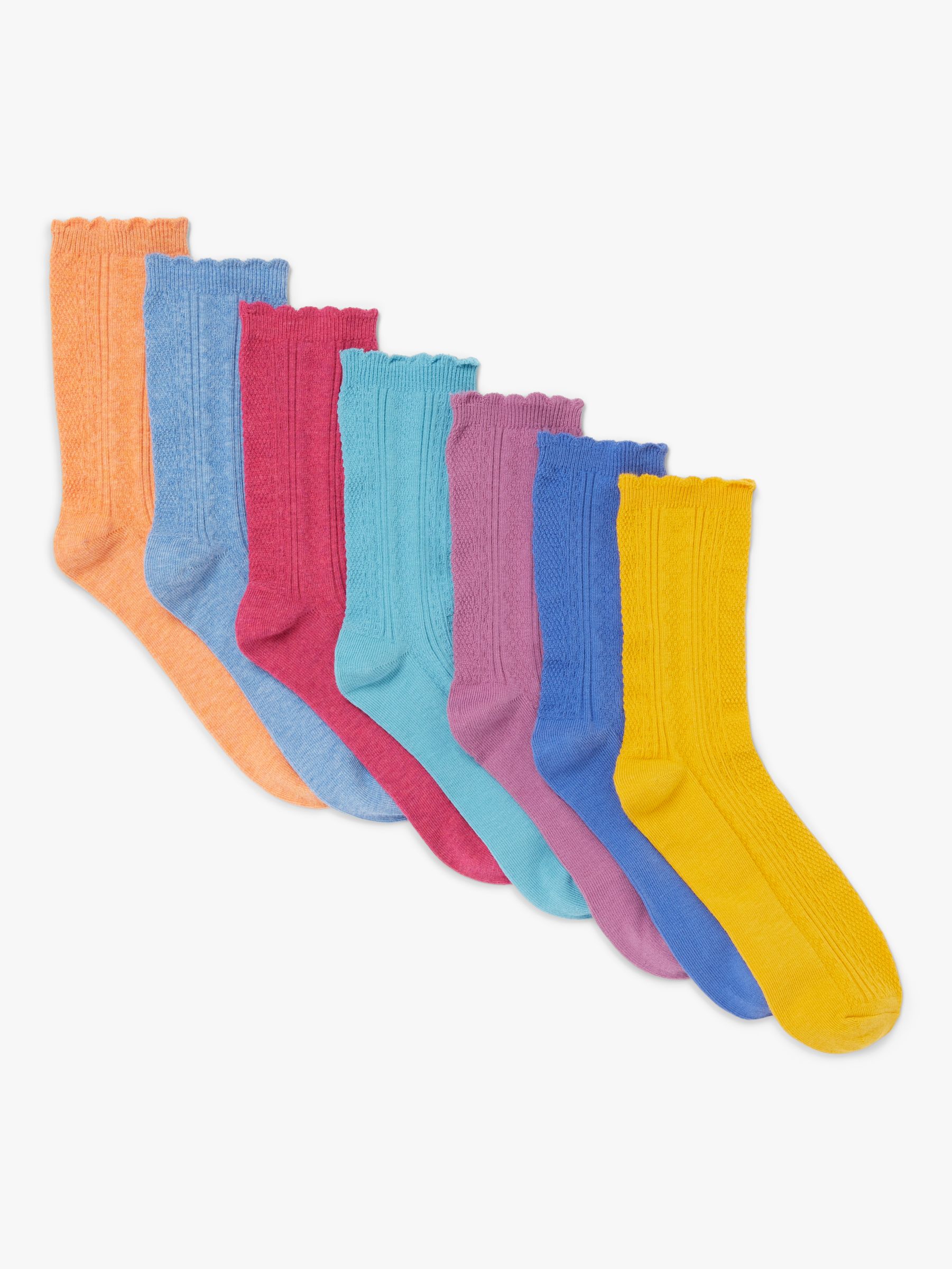 John Lewis Kids' Textured Marl Socks, Pack of 7, Multi