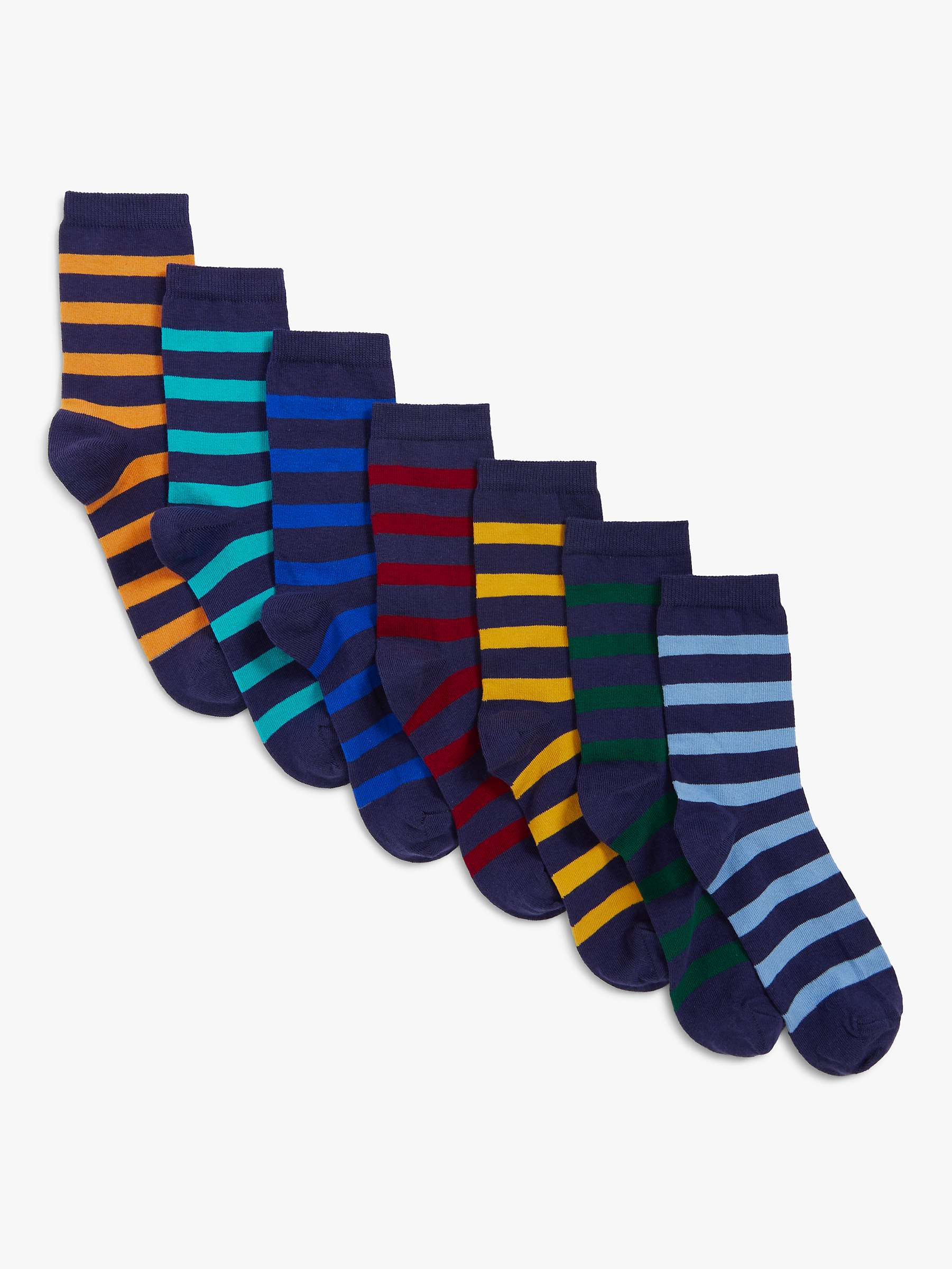 Buy John Lewis Kids' Rugby Stripe Socks, Pack of 7, Multi Online at johnlewis.com
