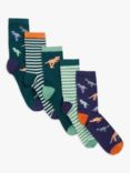 John Lewis & Partners Kids' Dinosaur Print Socks, Pack of 5, Multi