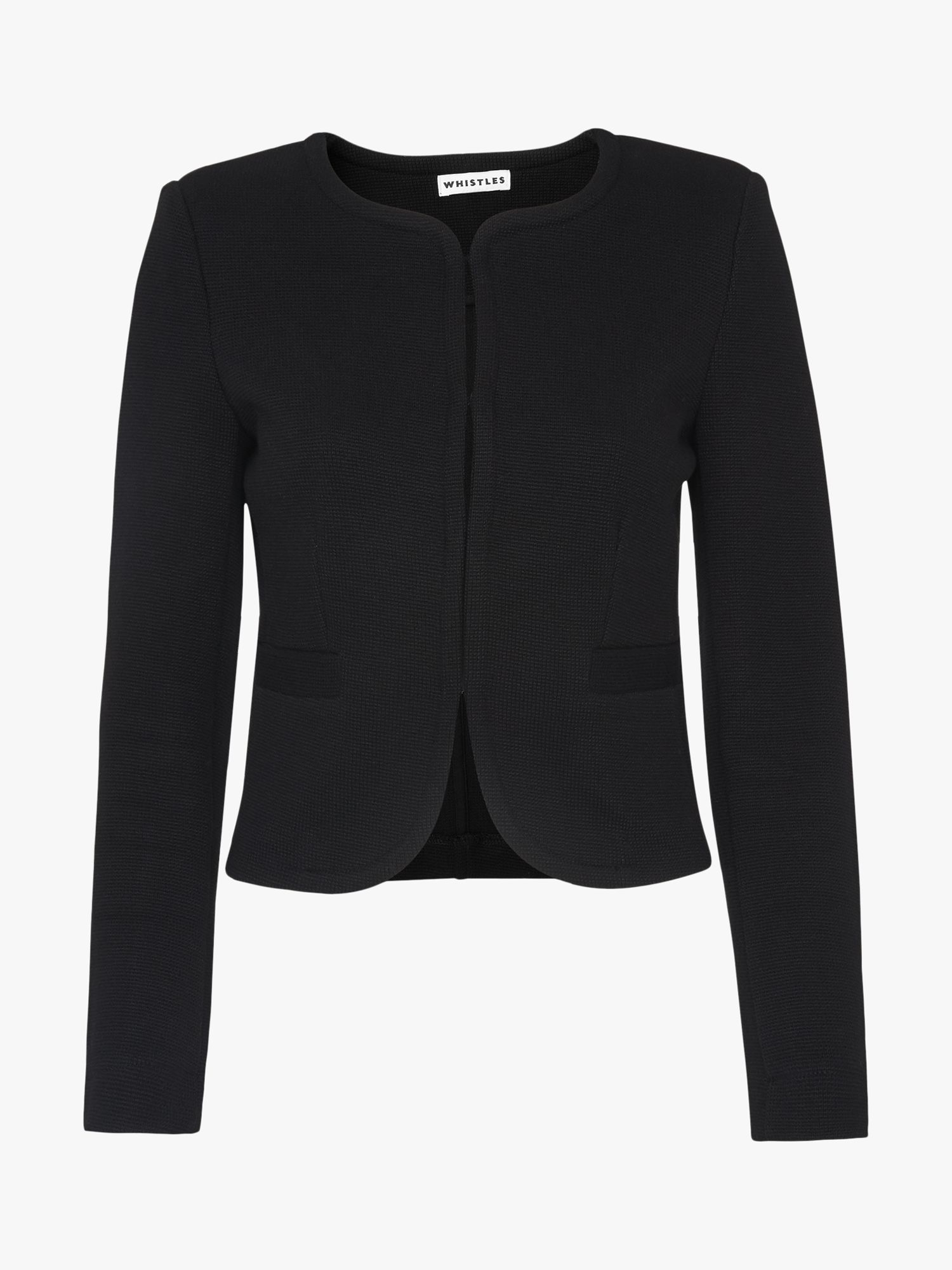 Whistles Collarless Jersey Jacket, Black at John Lewis & Partners