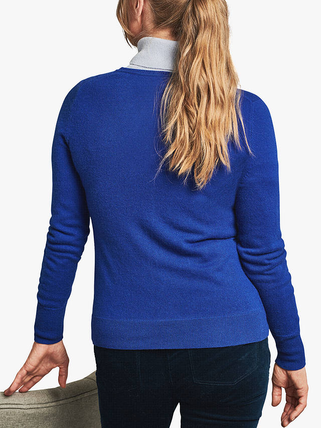 Pure Collection Cashmere Crew Neck Cardigan, Royal Blue