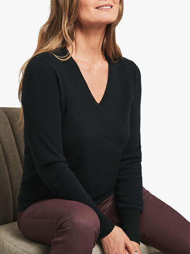 Pure Collection Cashmere V-Neck Sweater, Black