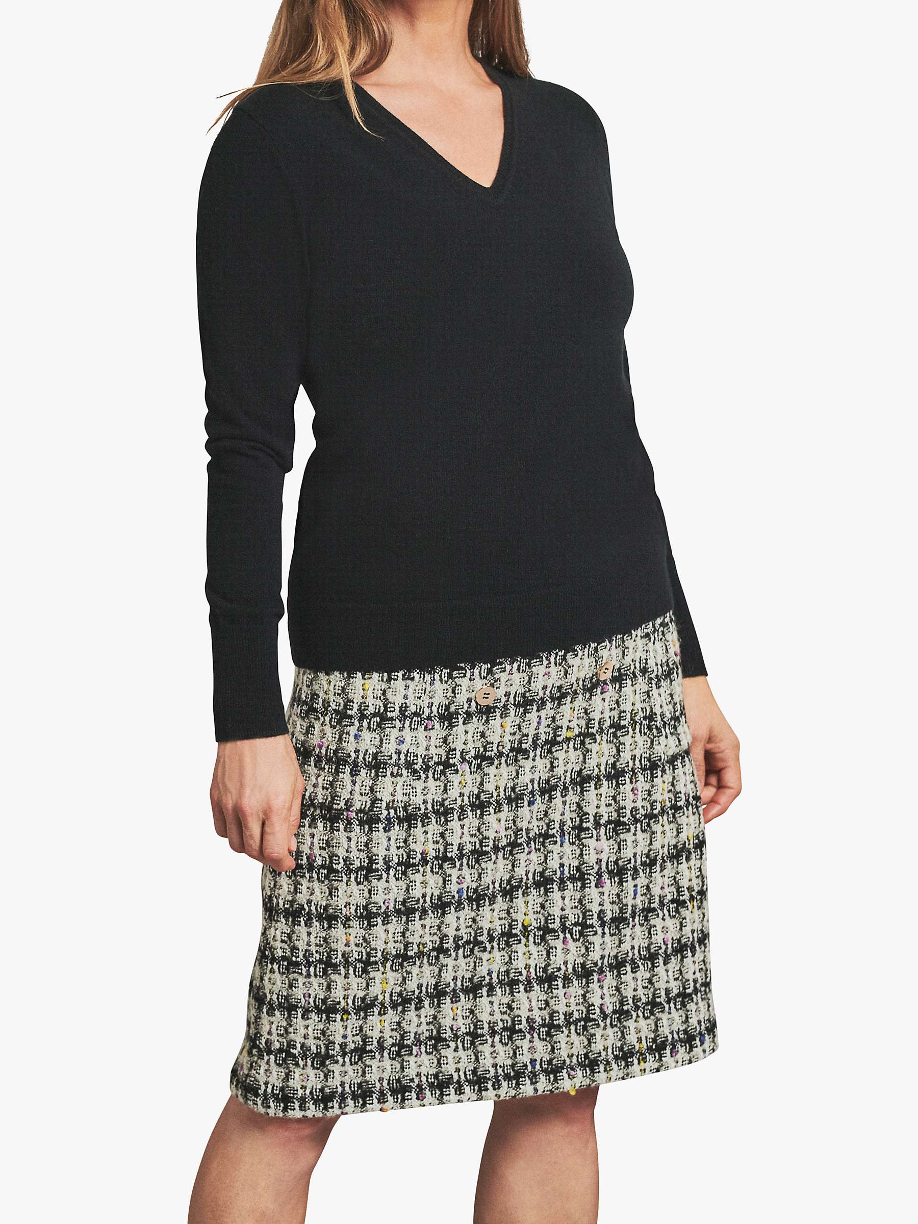 Buy Pure Collection Cashmere V-Neck Sweater, Black Online at johnlewis.com