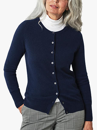 Pure Collection Cashmere Cardigan, Navy at John Lewis & Partners