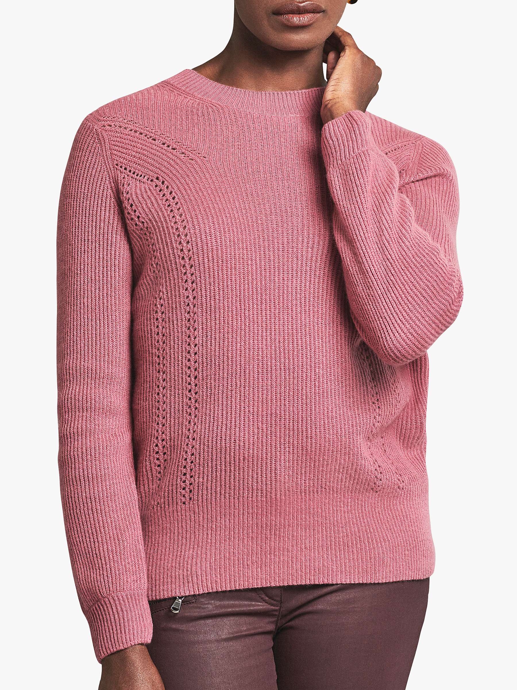 Buy Pure Collection Ribbed Cashmere Jumper, Orchid Pink Online at johnlewis.com