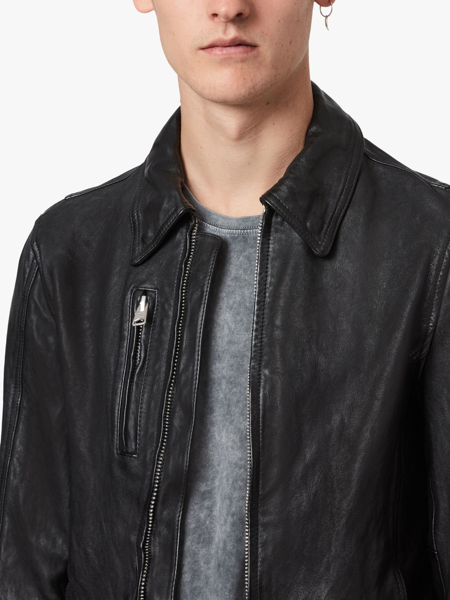 AllSaints Kaleb Leather Jacket, Black