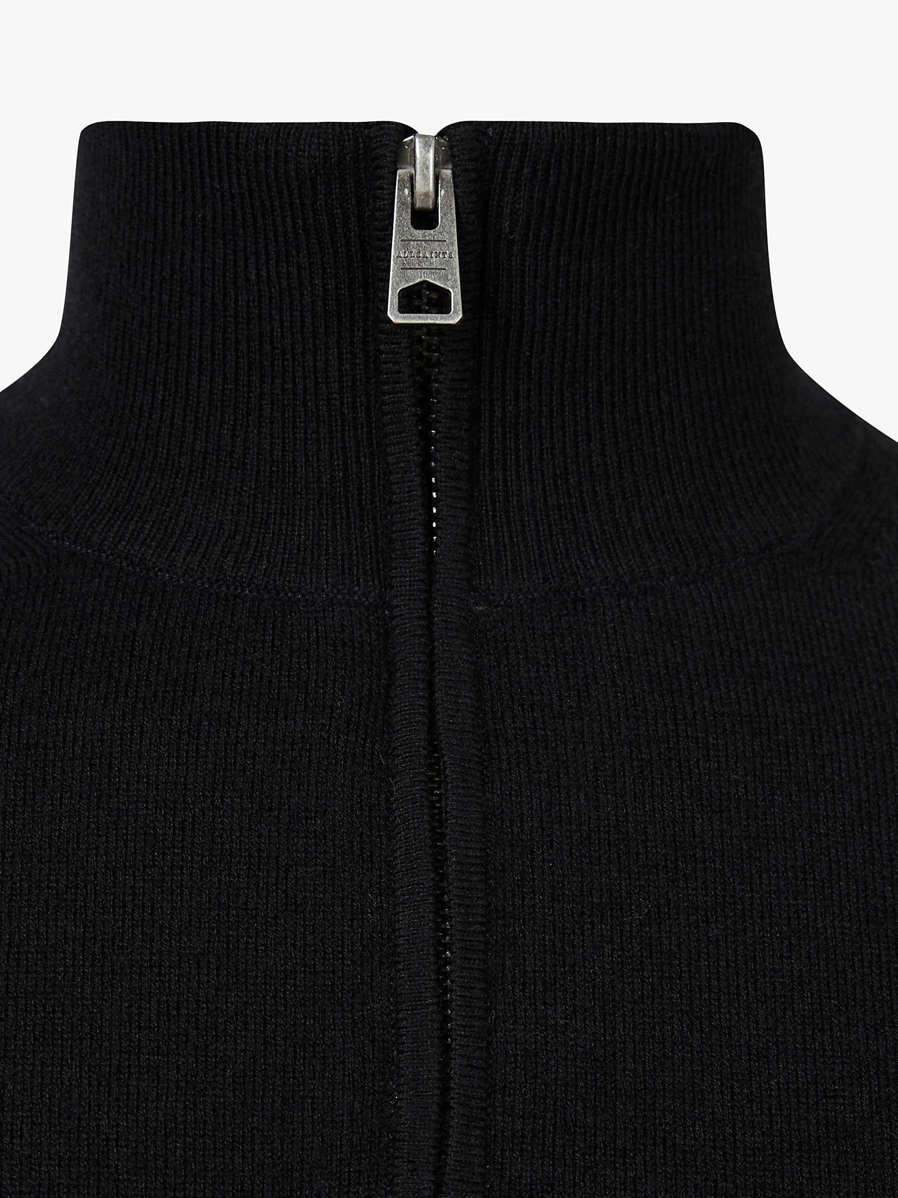Buy AllSaints Kilburn Wool Blend Half Zip Jumper, Black Online at johnlewis.com