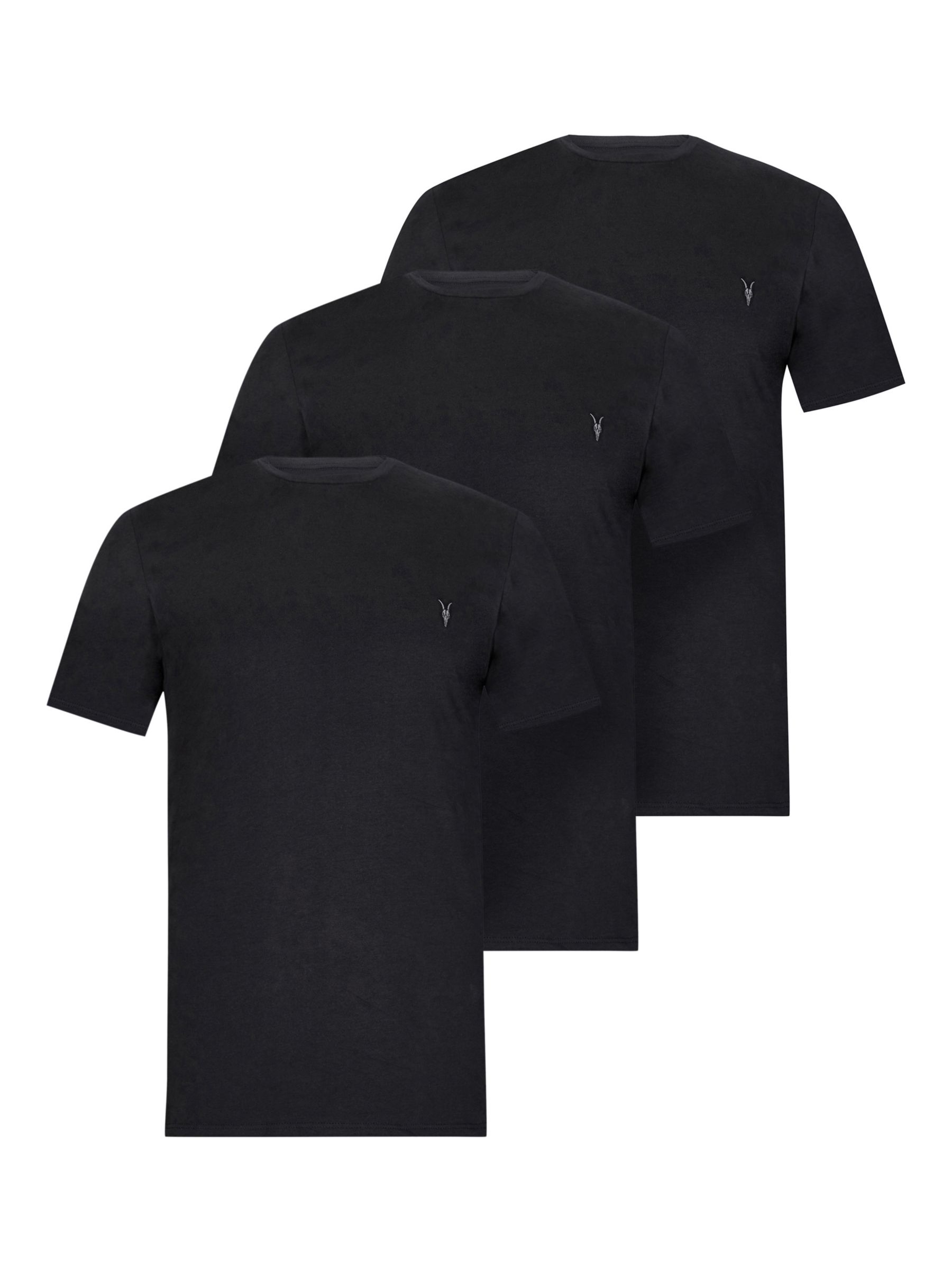 AllSaints Brace Tonic Crew Neck T-Shirts, Pack of 3, Black, XS