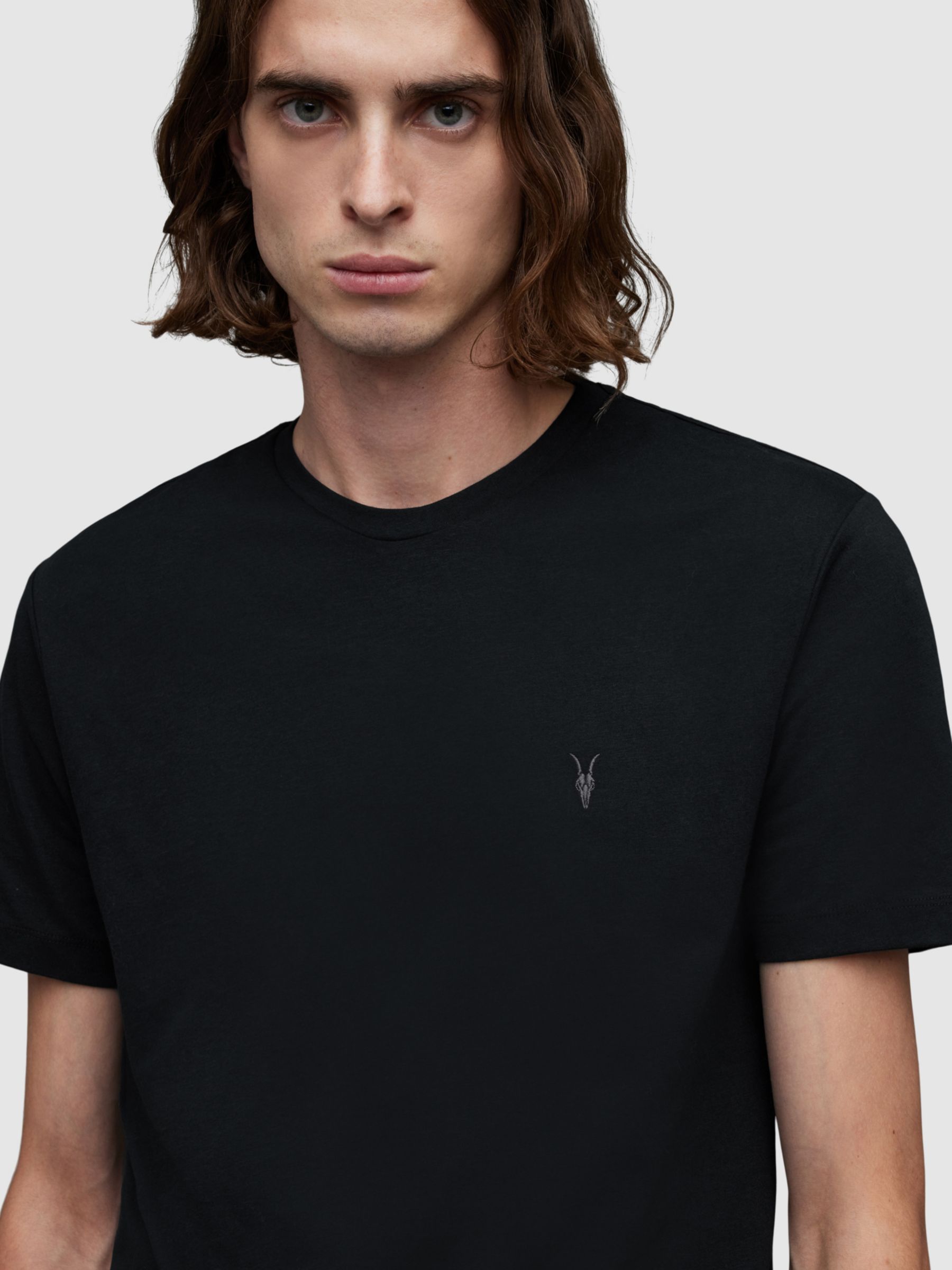 AllSaints Brace Tonic Crew Neck T-Shirts, Pack of 3, Black, XS