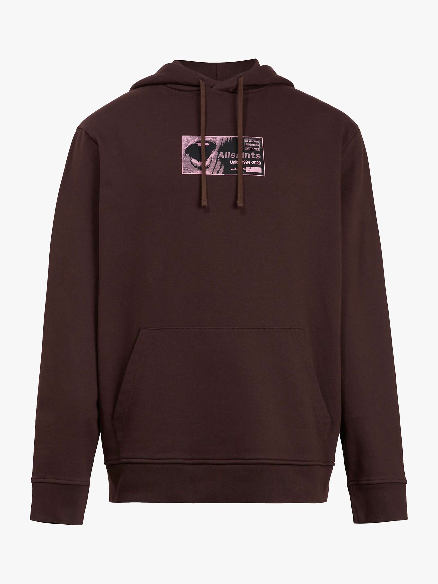 AllSaints Shout Hoodie, Oxblood Red at John Lewis & Partners