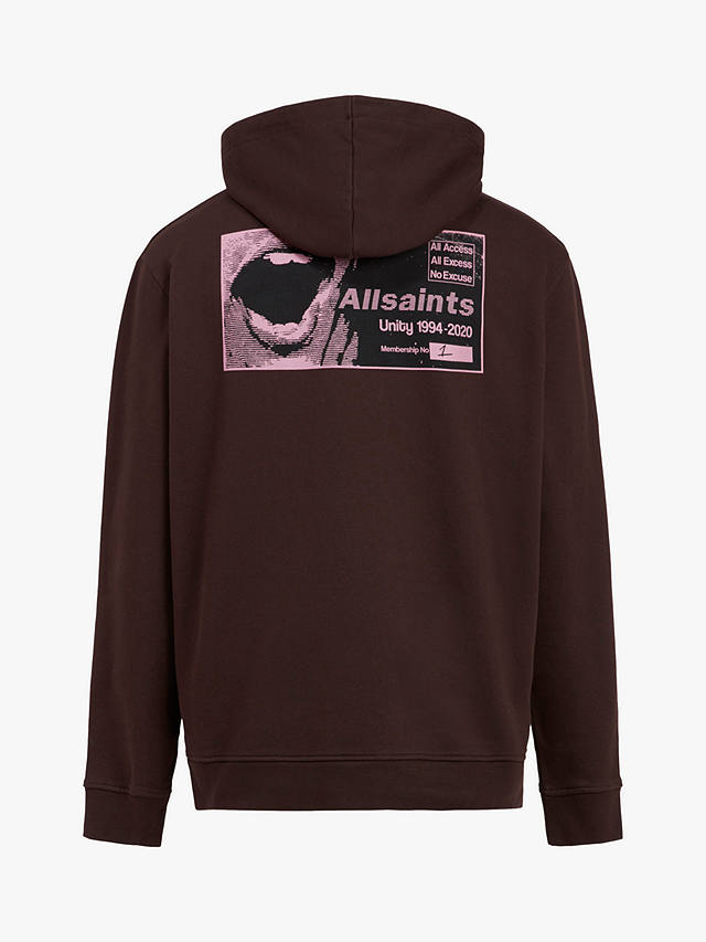 AllSaints Shout Hoodie, Oxblood Red at John Lewis & Partners