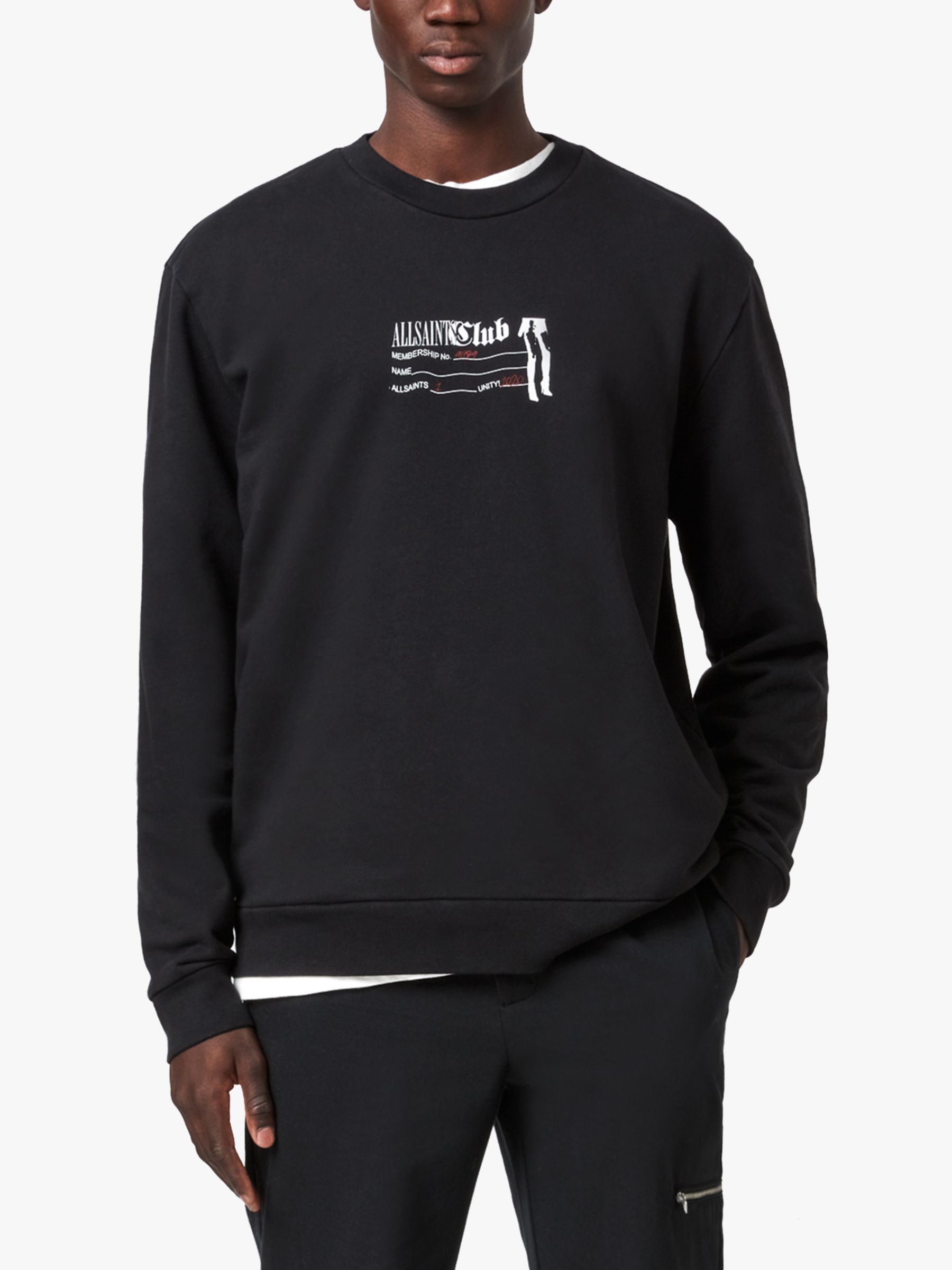AllSaints Club Long Sleeved Sweatshirt, Jet Black