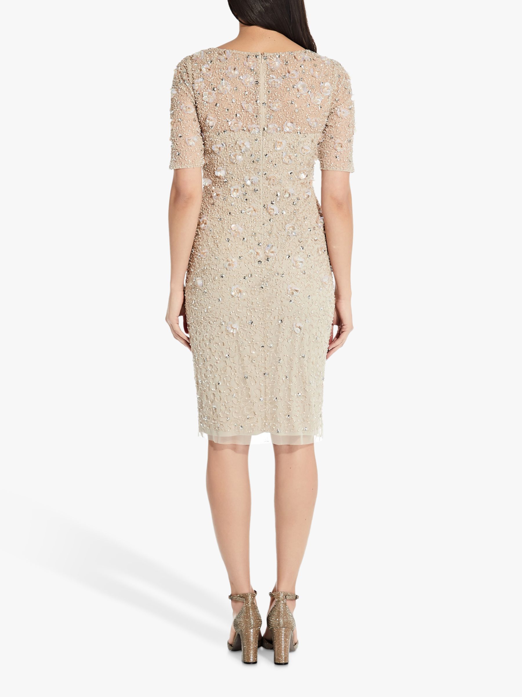 Adrianna Papell Beaded Cocktail Knee Length Dress, Biscotti at John ...