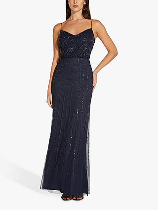 Adrianna Papell Blouson Embellished Maxi Gown, Midnight