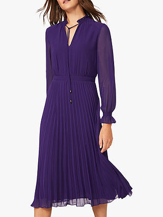 Phase Eight Iris Pleat Dress, Electric Purple