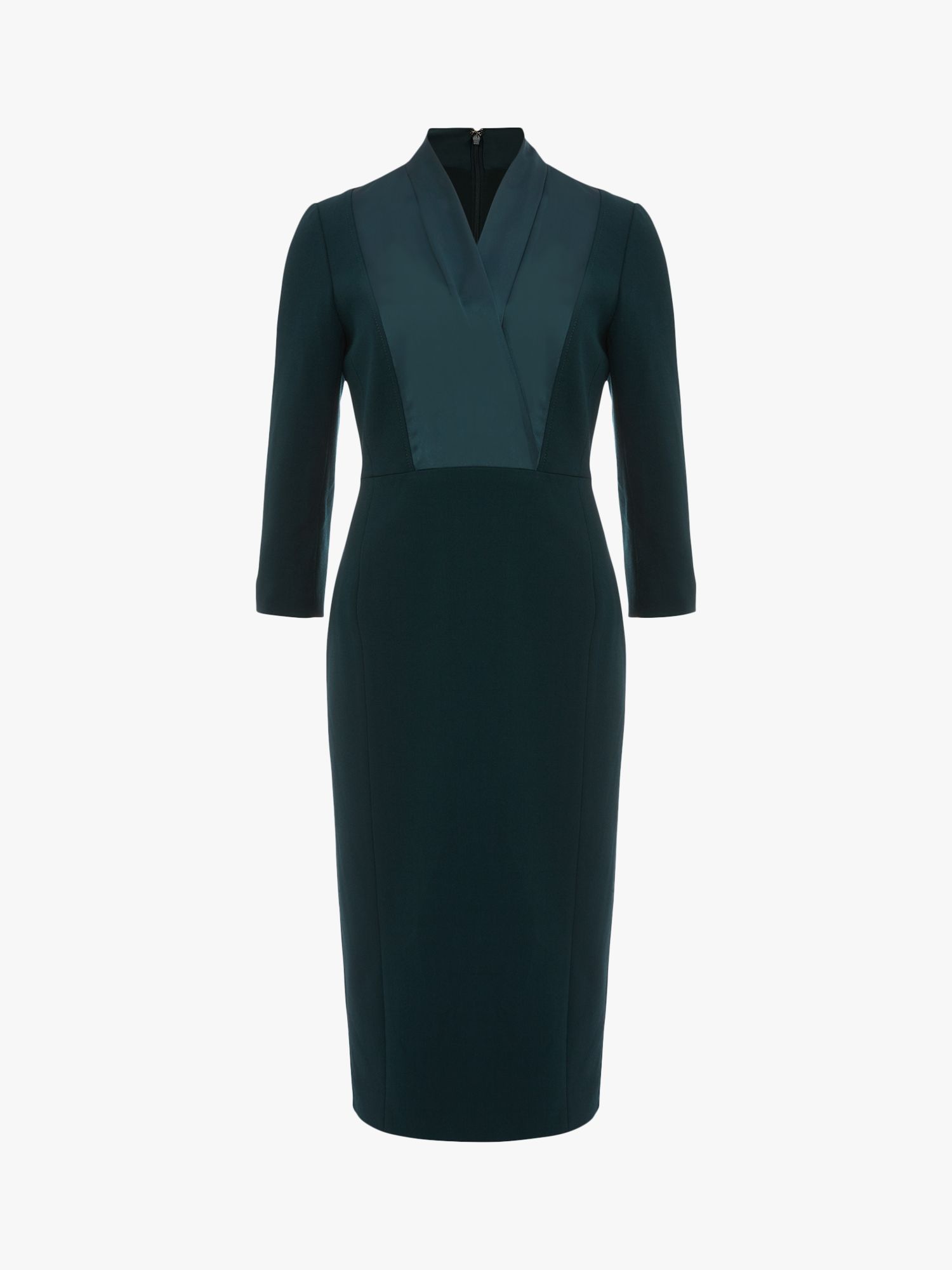 Hobbs Alisa Knee Length Dress, Dark Green at John Lewis & Partners