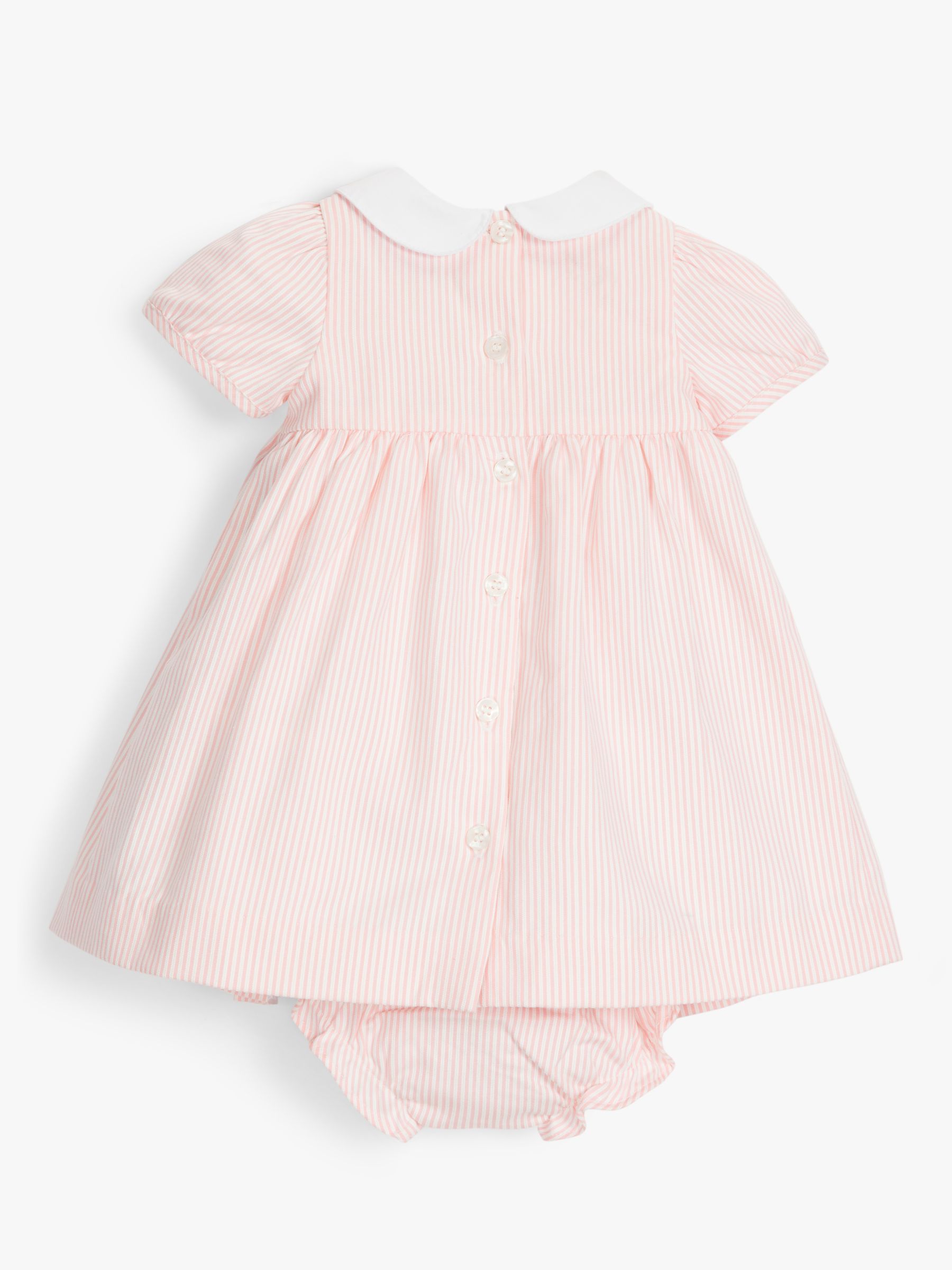 John Lewis Heirloom Collection Baby Stripe Dress and Knicker Set, Pink, 0-3 months