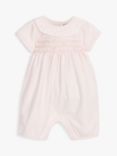 John Lewis & Partners Heirloom Collection Baby Smocked Romper, Pink