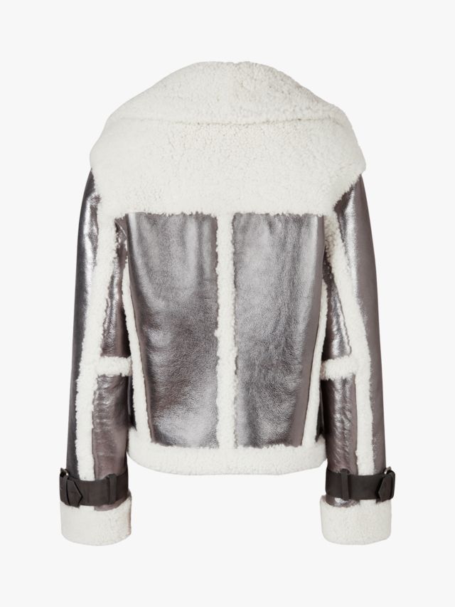 Metallic shearling clearance jacket