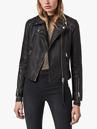 AllSaints Neve Quilted Leather Biker Jacket, Black